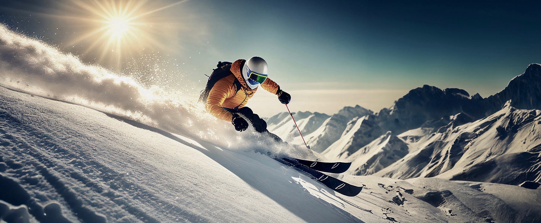 A Skier Rides In The Bright Sun. Generative Ai